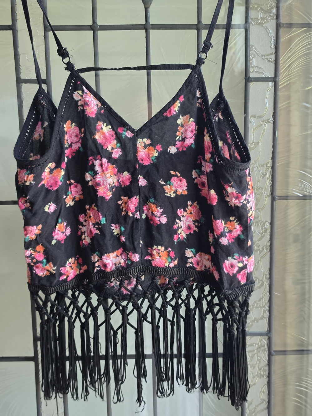 Black Floral Fringe Camisole Top - Bsk & You